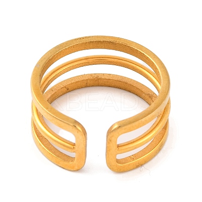 Ion Plating(IP) 304 Stainless Steel Hollow Multi-layer Open Cuff Finger Rings for Women RJEW-S414-19B-G-1