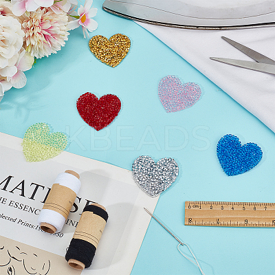 24Pcs 6 Colors Rhinestone Thread Iron on/Sew On Patches PATC-DR0001-03-1