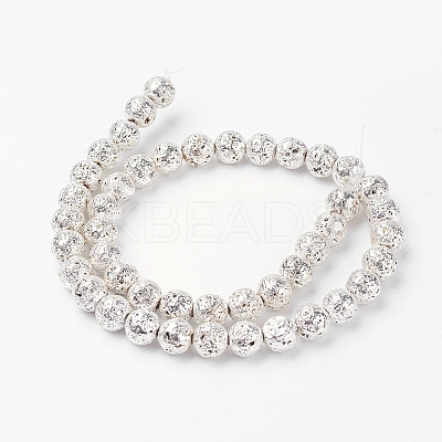 Electroplated Natural Lava Rock Bead Strands LS-G-G732-8mm-08-1