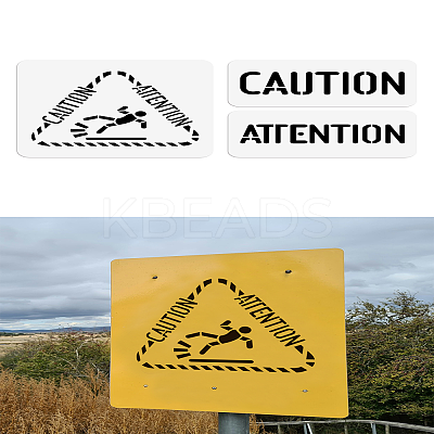 Caution Attention PET Out Drawing Painting Stencils Sets DIY-WH0416-0041-1