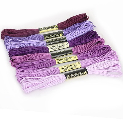 8 Skeins 8 Colors Gradient Color 6-Ply Cotton Embroidery Floss PW-WG66837-07-1