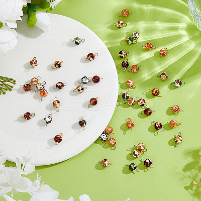 48Pcs 8 Styles Synthetic Amber Links Connector Charms PALLOY-FH00133-1