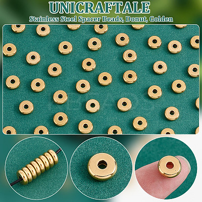 40Pcs Ion Plating(IP) 304 Stainless Steel Spacer Beads STAS-UN0059-33-1