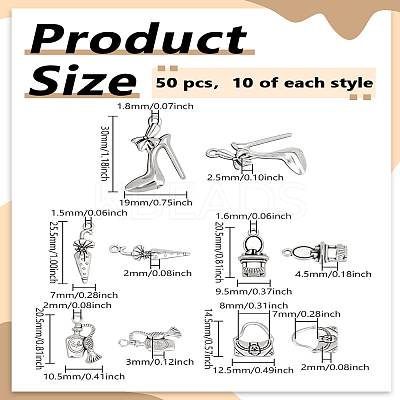 50Pcs 5 Styles Tibetan Style Alloy Pendants FIND-LP0006-70-1