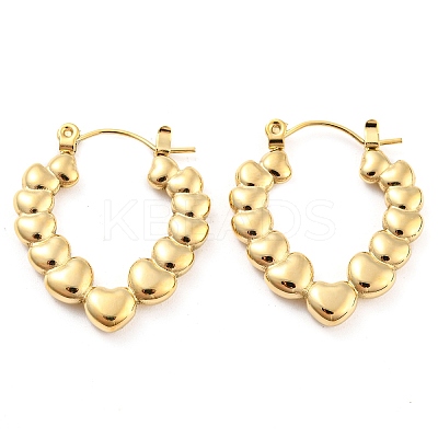 Heart Bubble 304 Stainless Steel Hoop Earrings for Women EJEW-C067-12G-1