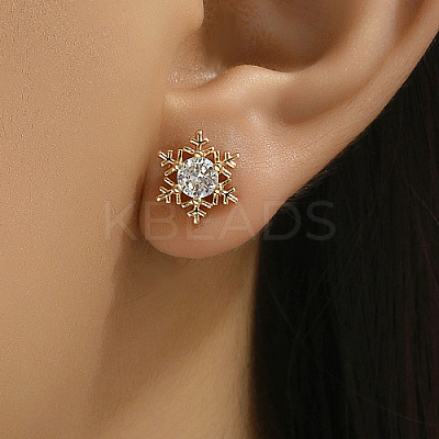 201 Stainless Steel Micro Pave Cubic Zirconia Stud Earrings HL5648-1
