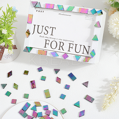 200Pcs 4 Styles Rainbow Iridescent Glass Cabochons MOSA-SP0001-03-1