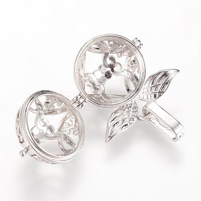 Rack Plating Brass Cage Pendants KK-S309-01P-1