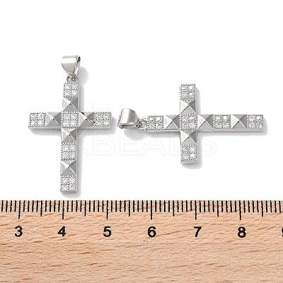 Rack Plating Brass Micro Pave Cubic Zirconia Pendants KK-Z039-04P-1