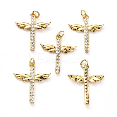 Brass Micro Pave Clear Cubic Zirconia Pendants LS-ZIRC-L100-102G-1