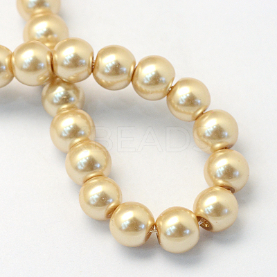Baking Paint Pearlized Glass Pearl Round Bead Strands HY-Q003-10mm-42-1