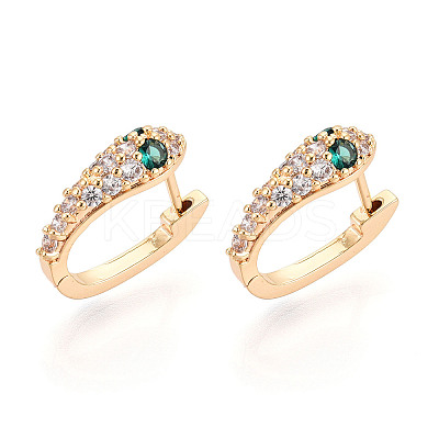 Brass Micro Pave Cubic Zirconia Snake Hoop Earrings EJEW-T048-32G-1