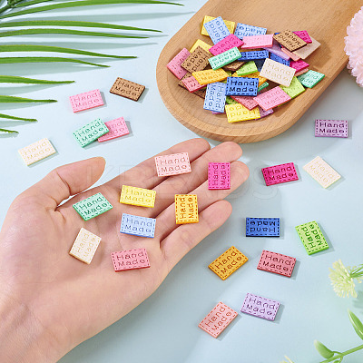 65Pcs 13 Colors Rectangle Hand Made Suede Clothing Label AJEW-TA0002-15-1