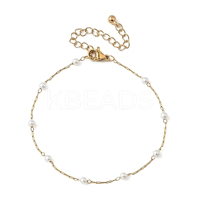 Round  ABS Imitation Pearl Beaded Link Bracelets for Women BJEW-JB11836-1