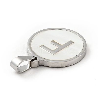 304 Stainless Steel with White Shell Pendants STAS-G268-01F-P-1
