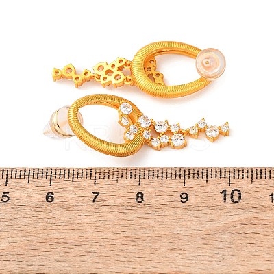 Oval Brass Micro Pave Clear Cubic Zirconia Dangle Stud Earrings EJEW-K322-02G-1