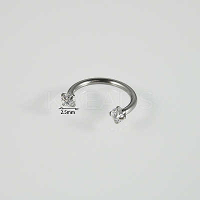 304 Stainless Steel Clear Cubic Zirconia Lip Rings WG22442-05-1