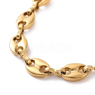 PVD Vacuum Plating 304 Stainless Steel Coffee Bean Chain Necklace for Men Women NJEW-E063-01G-1