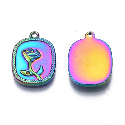 Rack Plating Rainbow Color 304 Stainless Steel Pendant Rhinestone Setttings STAS-N098-031-1