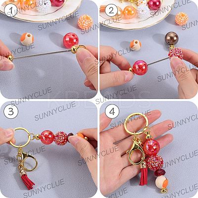 DIY Iron Beadable Bar Keychain Making Kit for Thanksgiving Day DIY-SC0025-17-1