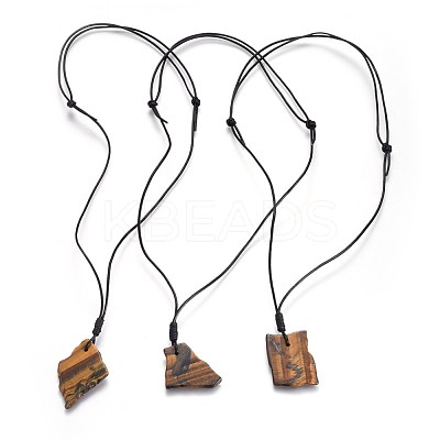 Natural Tiger Eyes Pendant Necklaces NJEW-JN02308-1