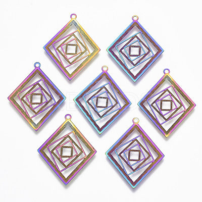 Ion Plating(IP) 304 Stainless Steel Filigree Pendants STAS-T057-04-1
