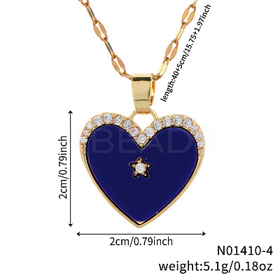 Elegant Fashionable Brass Micro Pave Clear Shiny Cubic Zirconia Heart Necklaces for Daily Wear HK4555-2-1