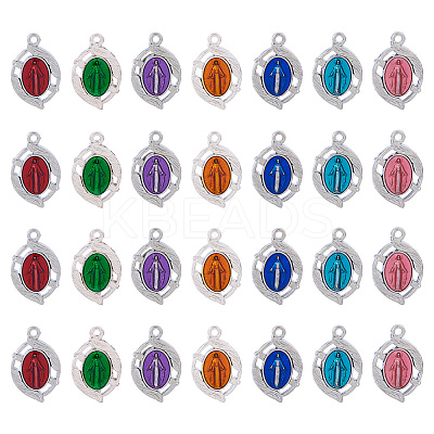 28Pcs 7 Colors  Platinum Plated Alloy Enamel Pendants ENAM-TA0002-30-1