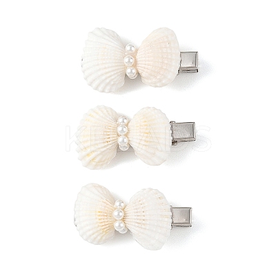 Natural White Shell & Shell Pearl & Iron Alligator Hair Clips PHAR-TA000004-1