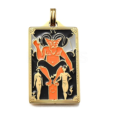 Tarot 304 Stainless Steel Enamel Pendants STAS-M119-07G-G-1