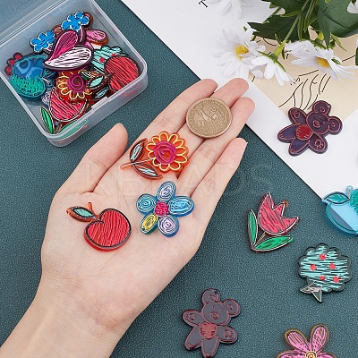 22Pcs 11 Style Transparent Acrylic Pendants KY-SC0001-49-1