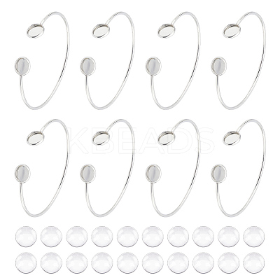 8Pcs Adjustable 304 Stainless Steel Cuff Bangle Making STAS-UN0040-43-1