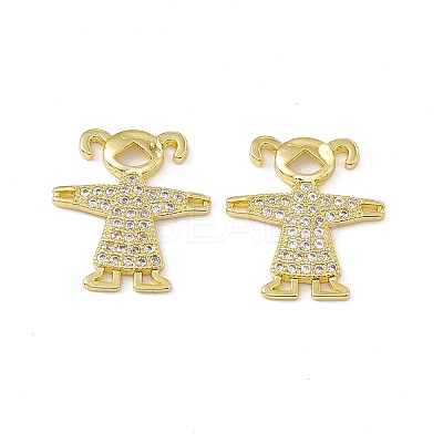 Brass Micro Pave Clear Cubic Zirconia Connector Charms KK-E068-VC084-1