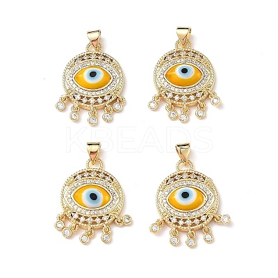 Lampwork Evil Eye Pendants with Colorful Cubic Zirconia ZIRC-L102-14G-1