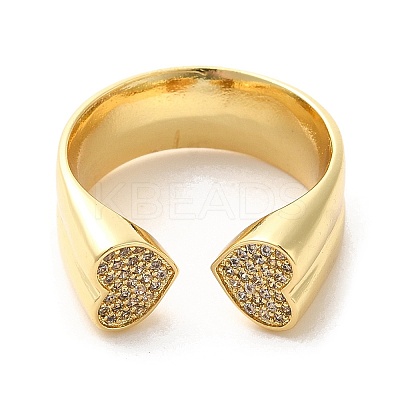 Brass Micro Pave Cubic Zirconia Open Cuff Rings RJEW-P098-13G-1