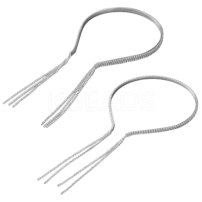2Pcs 2 Styles Iron and Rhinestones Hair Bands OHAR-HY0001-05-1