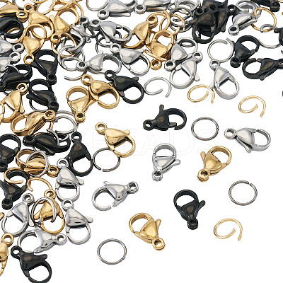 60Pcs 304 Stainless Steel Lobster Claw Clasps STAS-TA0001-46B-1