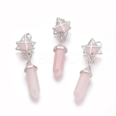 Natural Rose Quartz Pendants G-L512-M05-1