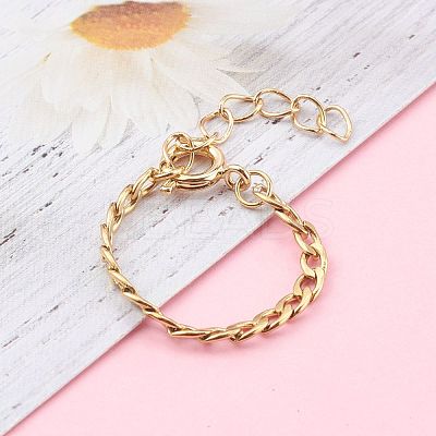 Adjustable 304 Stainless Steel Curb Chain Finger Rings RJEW-JR00335-1