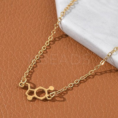 304 Stainless Steel Chemical Symbol Pendant Necklaces NJEW-Z073-03G-04-1
