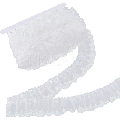 10M Polyester Flower Lace Ribbon with Paillettes OCOR-GF0003-34C-1