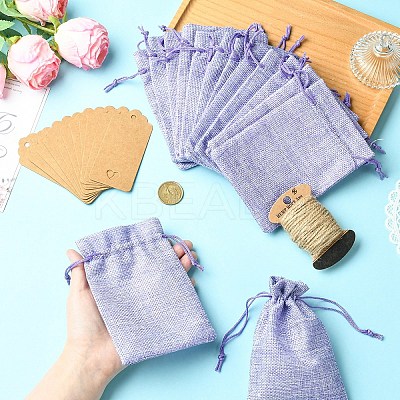 20Pcs Rectangle Polyester Imitation Burlap Packing Pouches Drawstring Bags ABAG-YW0001-18-1