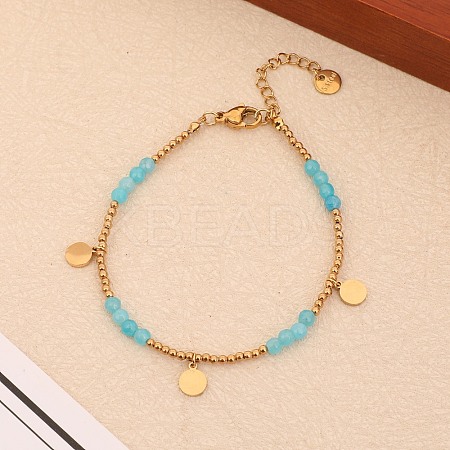 Natural Dyed Dumortierite Beads Stretch Bracelets for Women GI3787-3-1