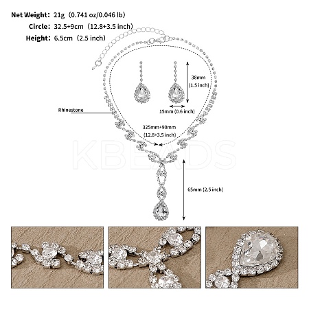 Alloy & Rhinestone Studs Earrings & Necklaces Set PW-WG15CAD-12-1