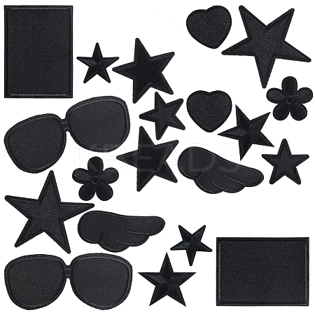 Gorgecraft 20pcs 10 style Star/Flower/Heart Iron on Cloth Patches PATC-GF0001-30-1