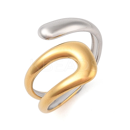 304 Stainless Steel Open Cuff Rings for Women RJEW-Z058-03G-1