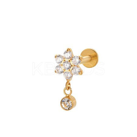 Titanium Alloy Cubic Zirconia 17 Gauge Flower Internally Threaded Labrets WG71E87-11-1