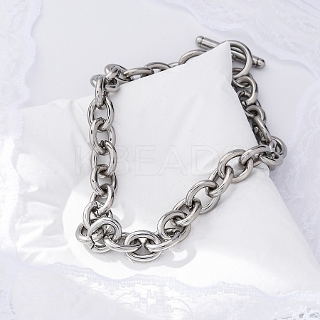 Tarnish Resistant 304 Stainless Steel Cable Chain Bracelets LS-BJEW-G618-04P-1