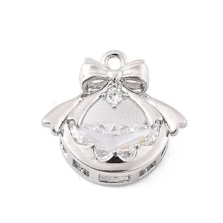 Brass Micro Pave Clear Cubic Zirconia Pendants LS-KK-K371-30P-1