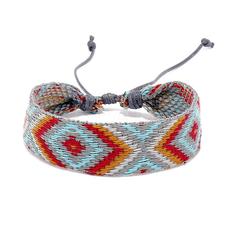 Cotton Braided Rhombus Cord Bracelet with Wax Ropes PW-WG62422-02-1